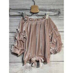 Habitual Girl Baby Pink Velvet & Silver Dress Top SZ 24M